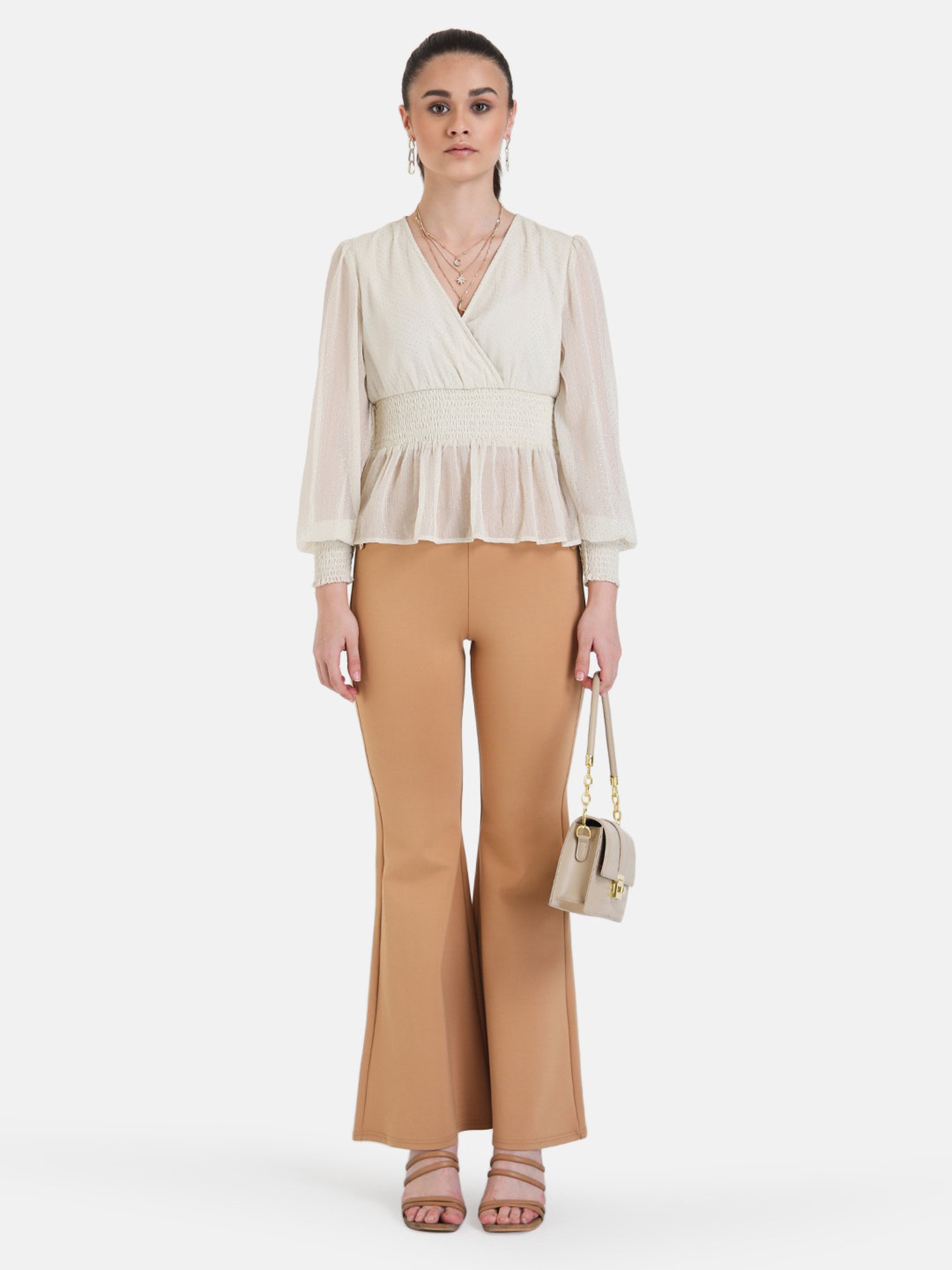 Kazo Off White Self Design Top