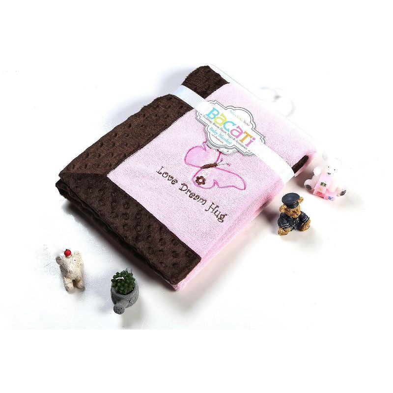 Bacati - Butterflies Pink/Chocolate Embroidered Blanket