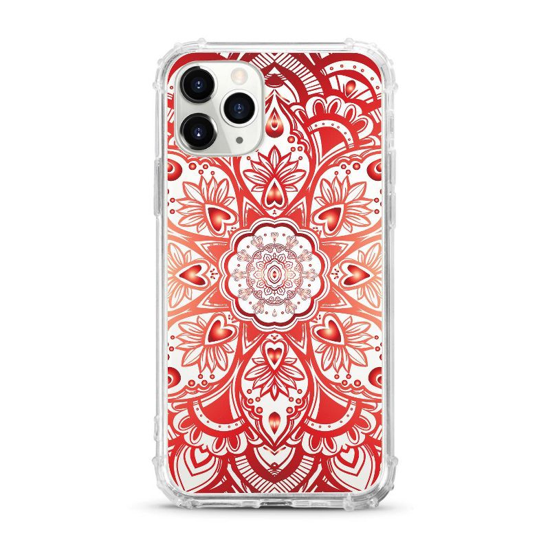 OTM Essentials Apple iPhone 11 Pro/X/XS Tough Edge Clear Phone Case - Mandala Heart Orange/Red