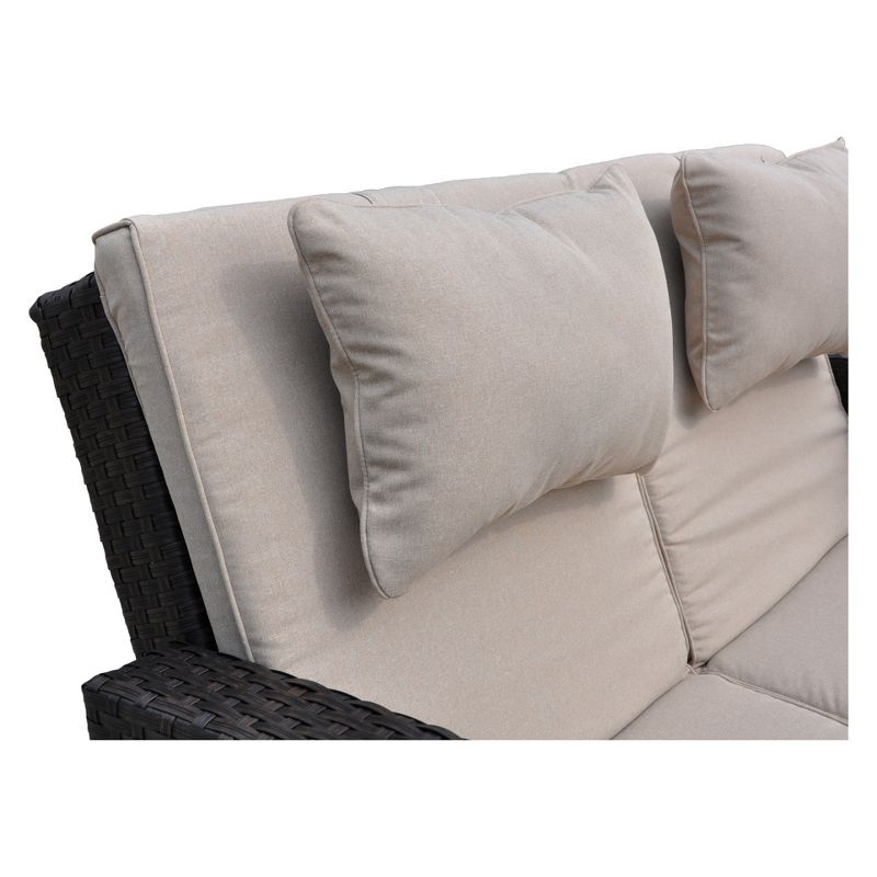 Miranda Outdoor Loveseat To Daybed Combo with Cushions - Taupe - Courtyard Casual