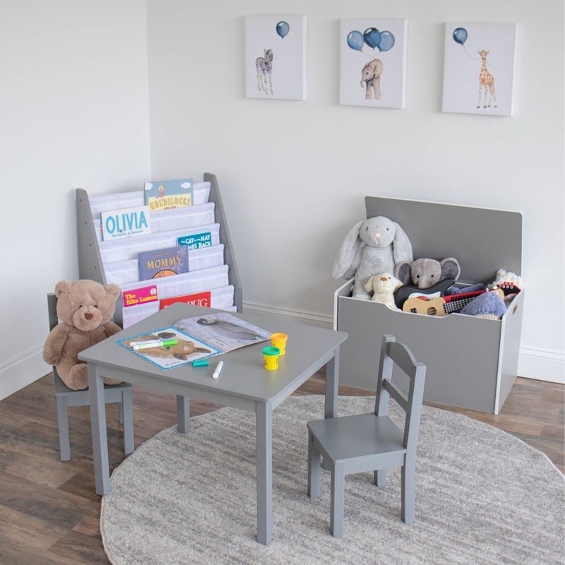 Hinged Toy Storage Chest with Lid Gray - Humble Crew