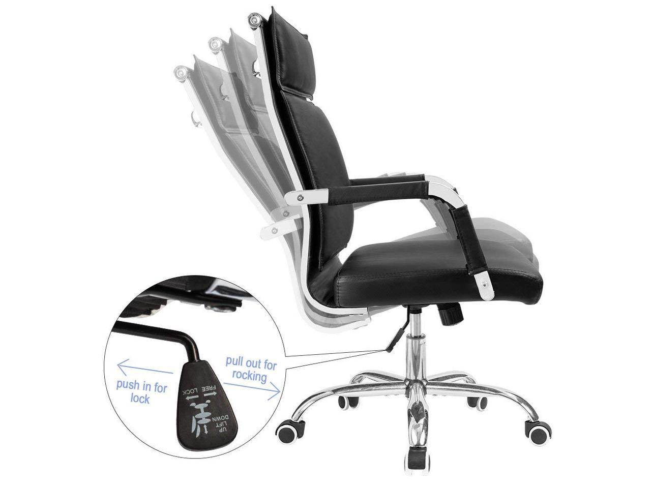Homall Office Desk Chair Mid-Back Computer Chair Leather Executive Adjustable Swivel Task Chair Conference Chair with Armrests (White)