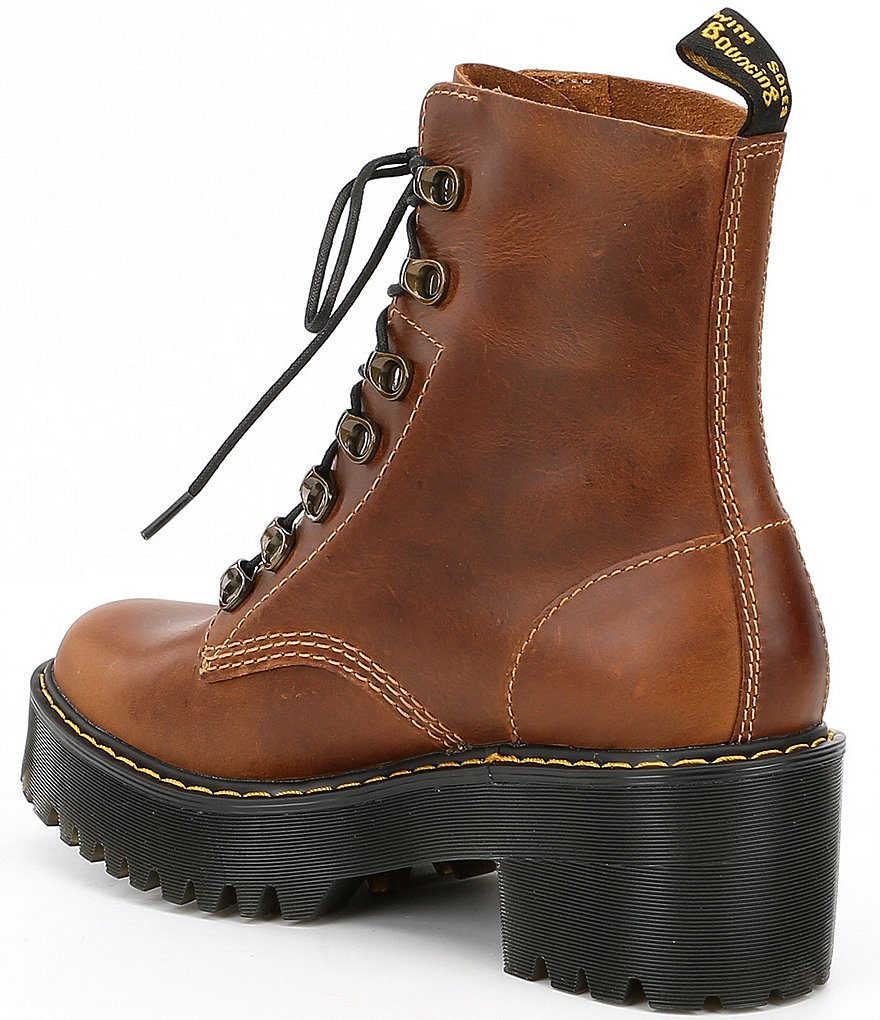 Dr. Martens Women's Orleans Leather Leona Platform Heel Lug Sole Combat Boots