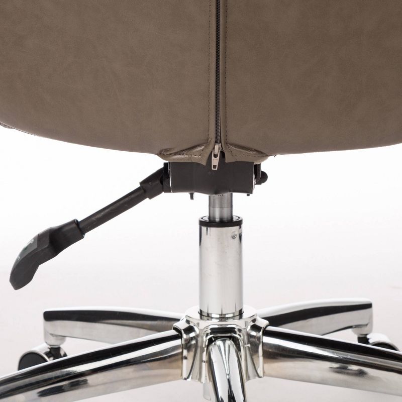 Mid-Century Modern Brownish Leatherette Adjustable Swivel High Back Office Chair Gray - Glitzhome