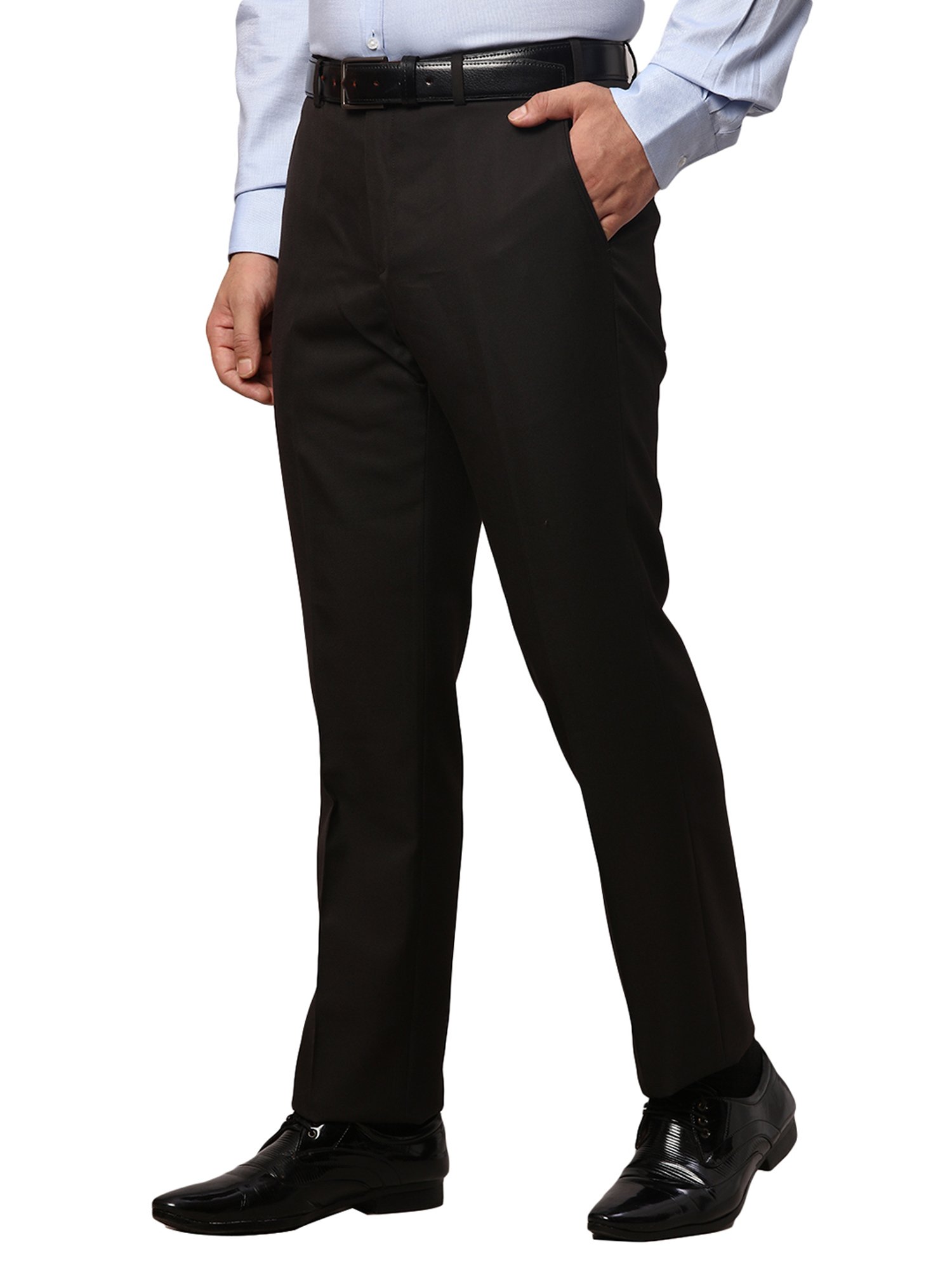 Park Avenue Brown Slim Fit Flat Front Trousers