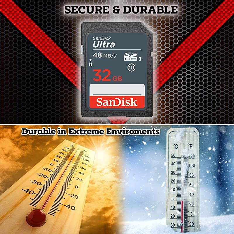 32GB Ultra Class 10 SDHC UHSI Memory Card for Canon EOS Rebel T8i T7i T7 T6i T6S T6 T5i T5 SL3 SL2 SL1 90D 80D 77D 70D 9000D 800D 760D 750D DSLR Cameras + Accessories Compatible with