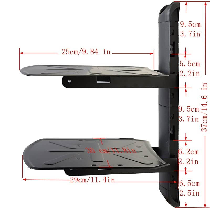 2 Shelf DVD DVR VCR Wall Mount Bracket Component Shelf for DVD Player DDS Receiver Video Audio Cable Box MDVD04B WP6