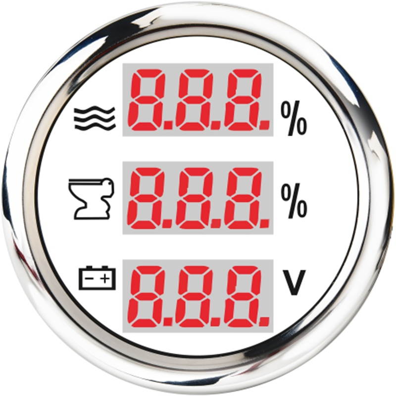 52mm 3 in 1 For Water Temp Meter Voltage Oil Pressure Gauge For Car Boat Marine Yachts Digital Gauges Auto Accessories