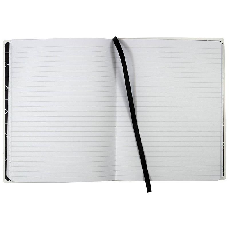 Lined Journal Leatherette Pattern Satin Ribbon Cream Crisscross - Top Flight