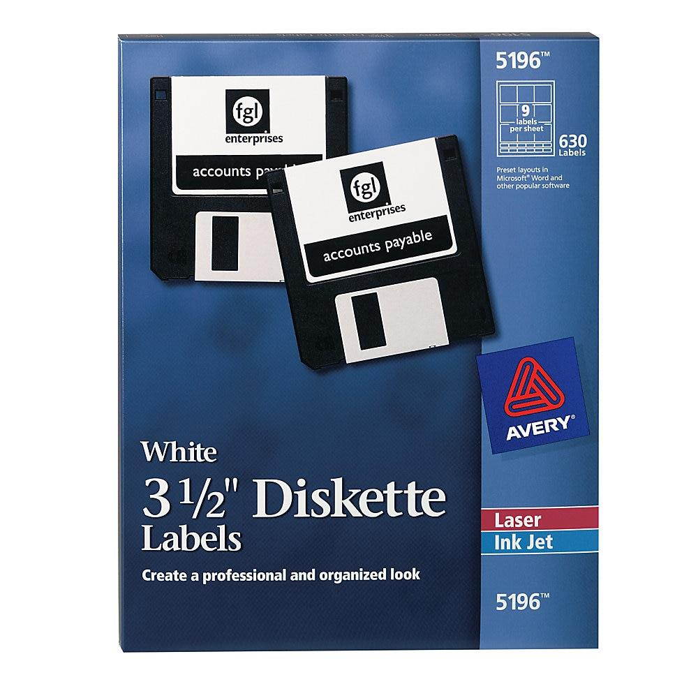 Avery Diskette Labels, Permanent Adhesive, 2-3/4" x 2-3/4 , 630 Labels (5196)