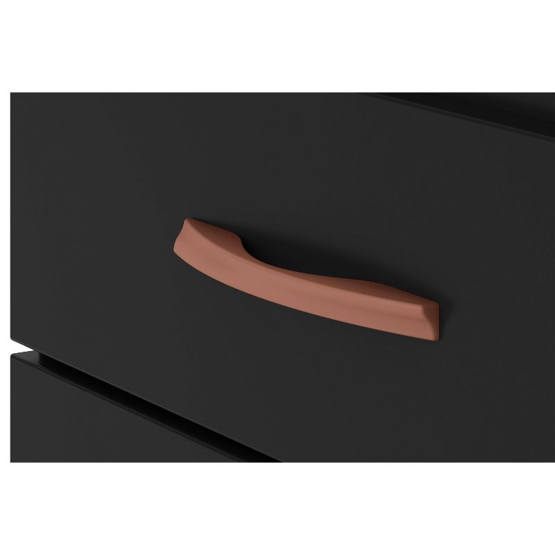 Wooden End Side Table Nightstand with 2 Drawers and 1 Open Compartment Black - The Urban Port