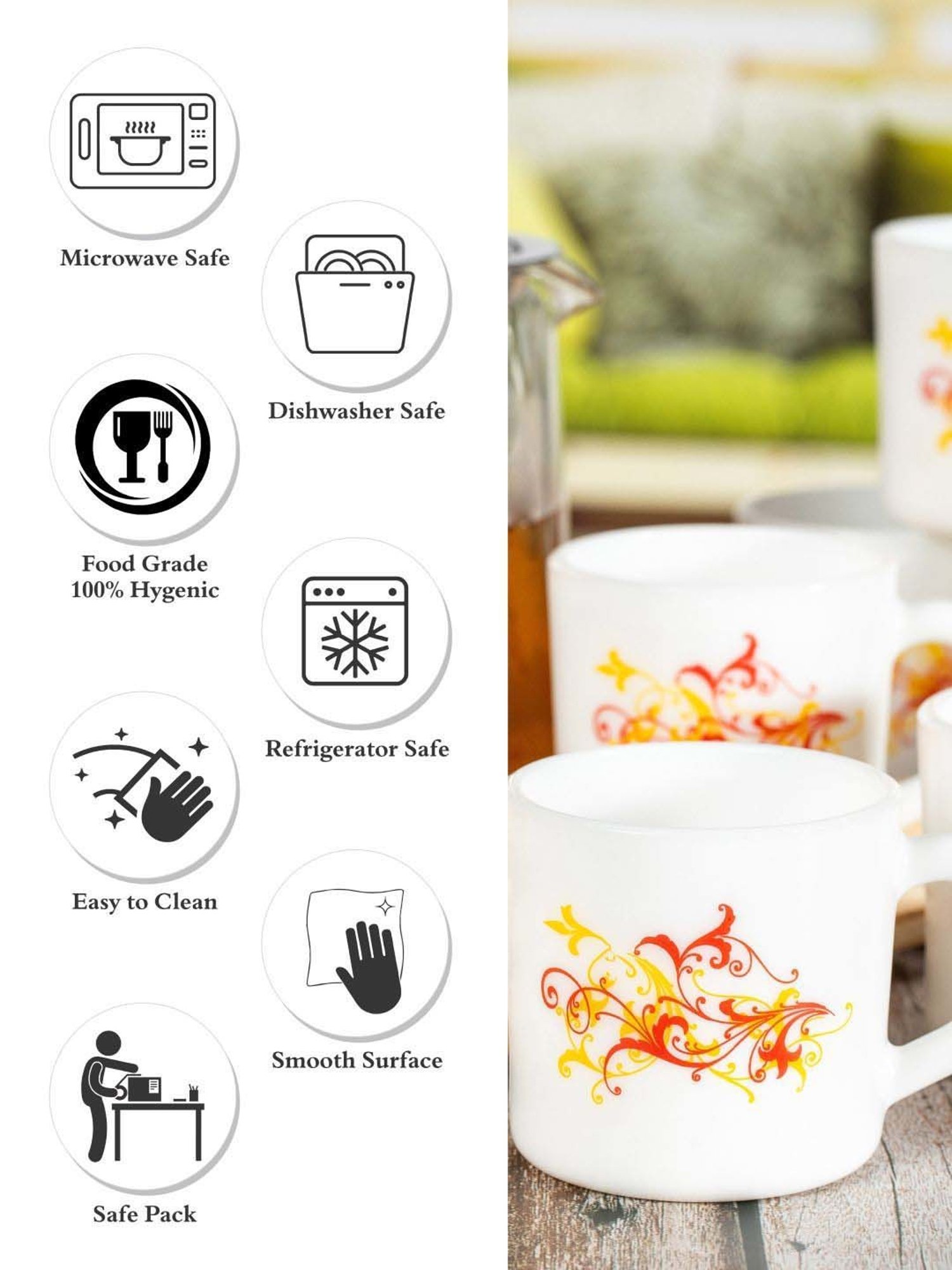 Cello Dazzle Stella Multicolor Glass Coffee Mug (0.18 L) - Set of 6