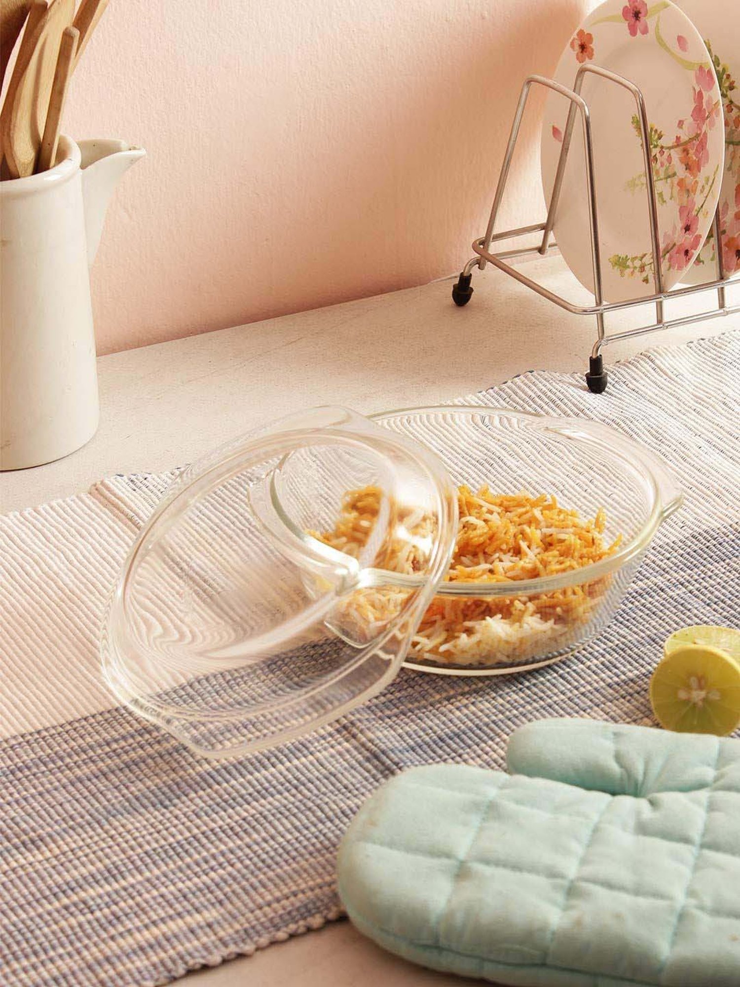 Femora Borosilicate Glass Microwave Safe Serveware Set (1650 ml & 1000 ml) - Set of 4
