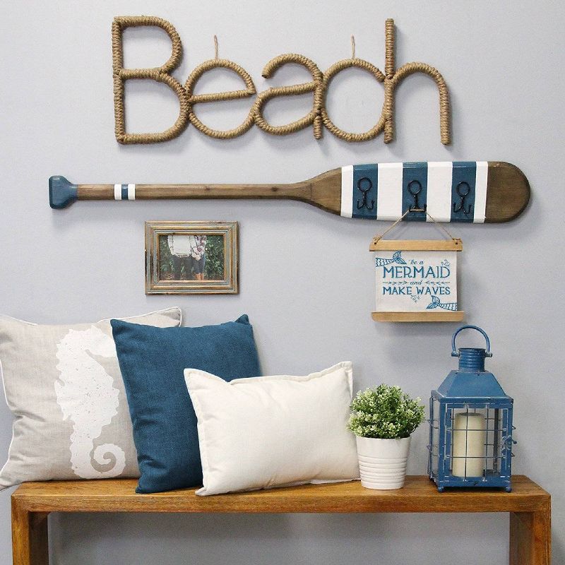 31.75" x 12" Rope Beach Sign Brown - Stratton Home Décor