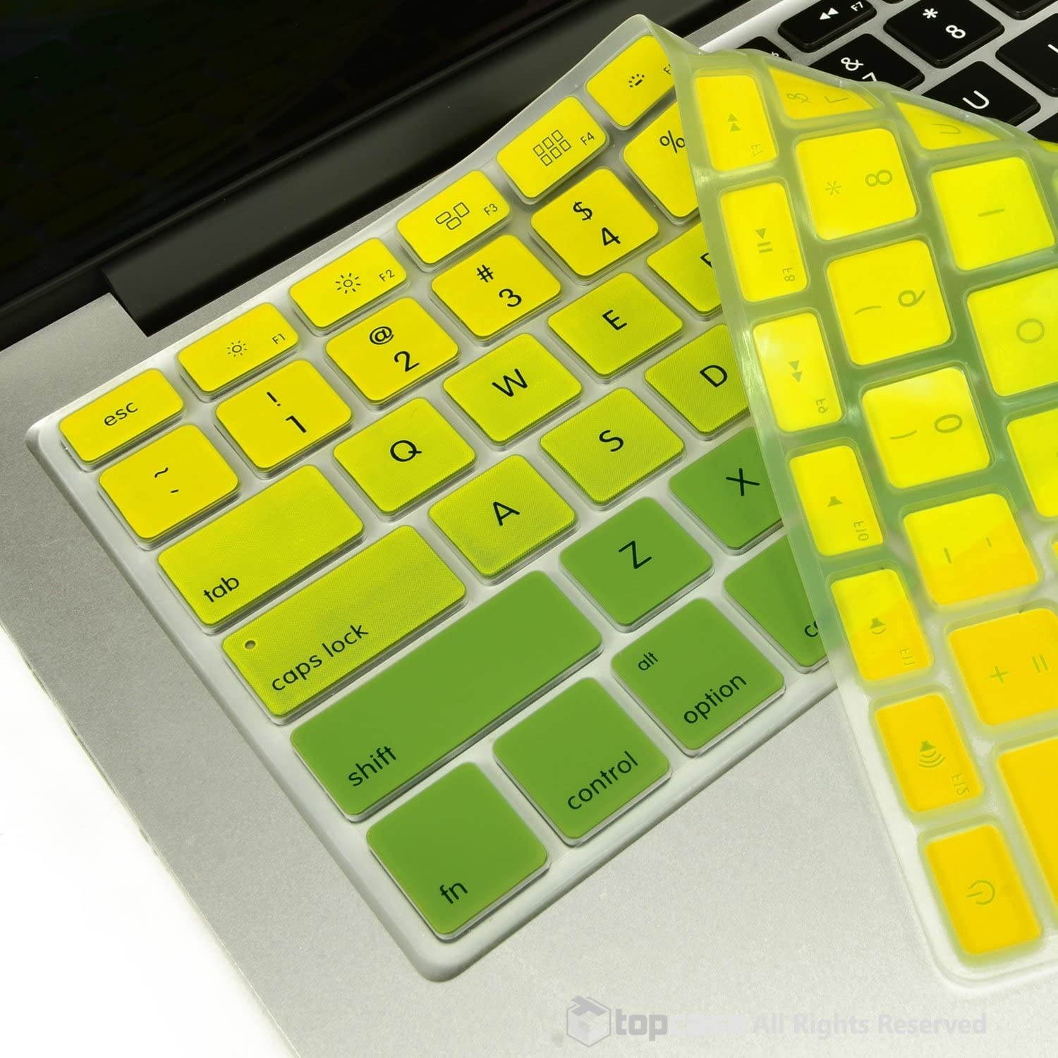 TOP CASE - Faded Ombre Series Keyboard Cover Skin Compatible with MacBook 13" Unibody/Old Generation MacBook Pro 13" 15" 17"/MacBook Air 13"/Wireless Keyboard-Yellow&Green