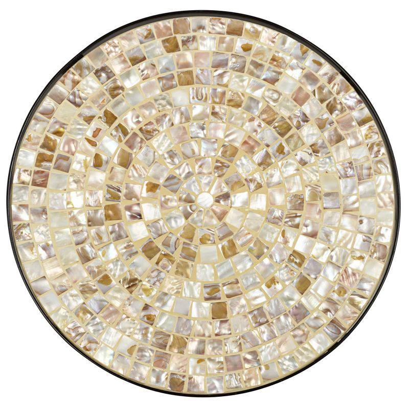 Teal Island Designs Mother of Pearl Mosaic Black Iron Outdoor Accent Table