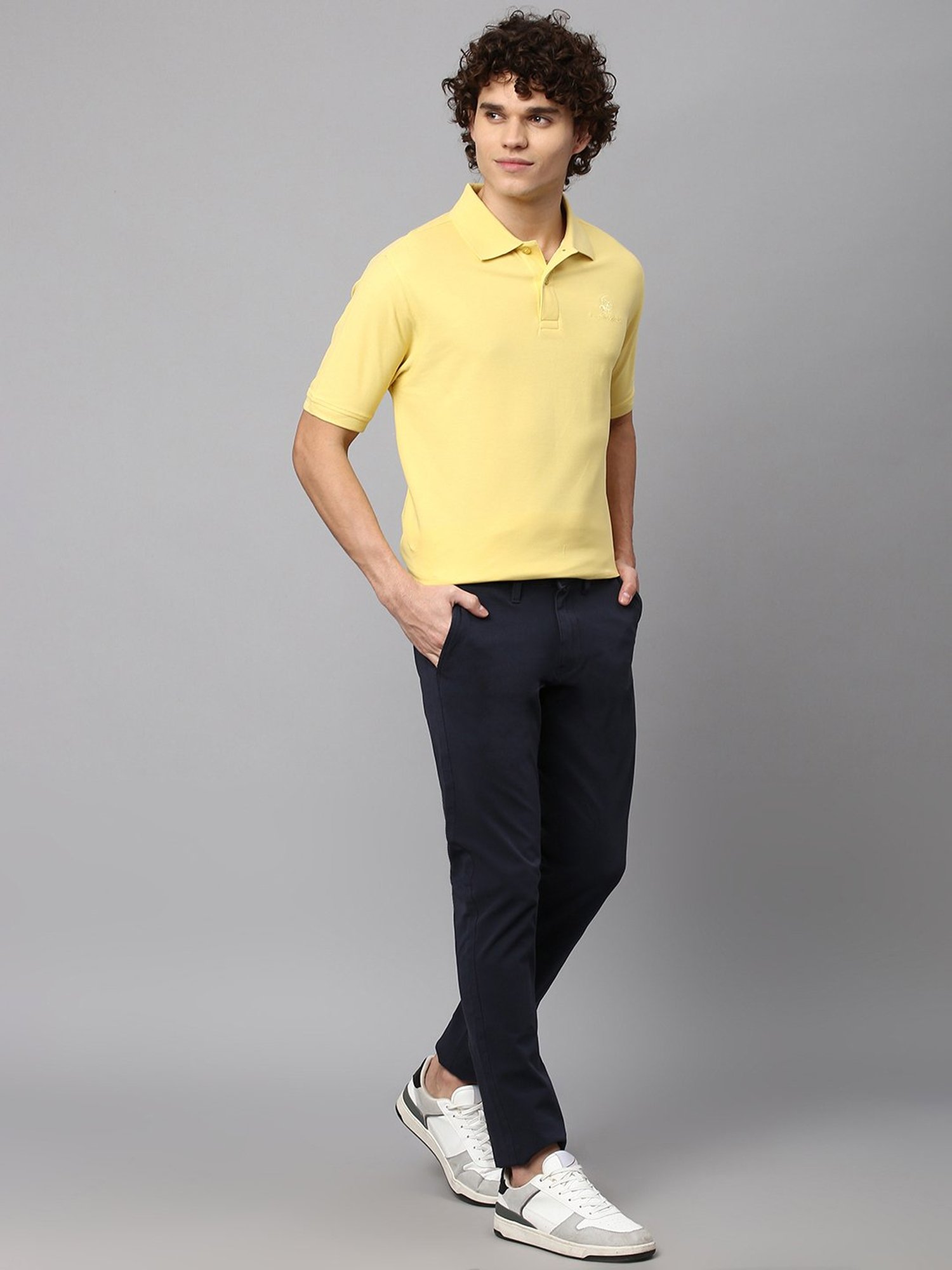 Beverly Hills Polo Club Yellow Classic Fit Cotton Polo T-Shirt