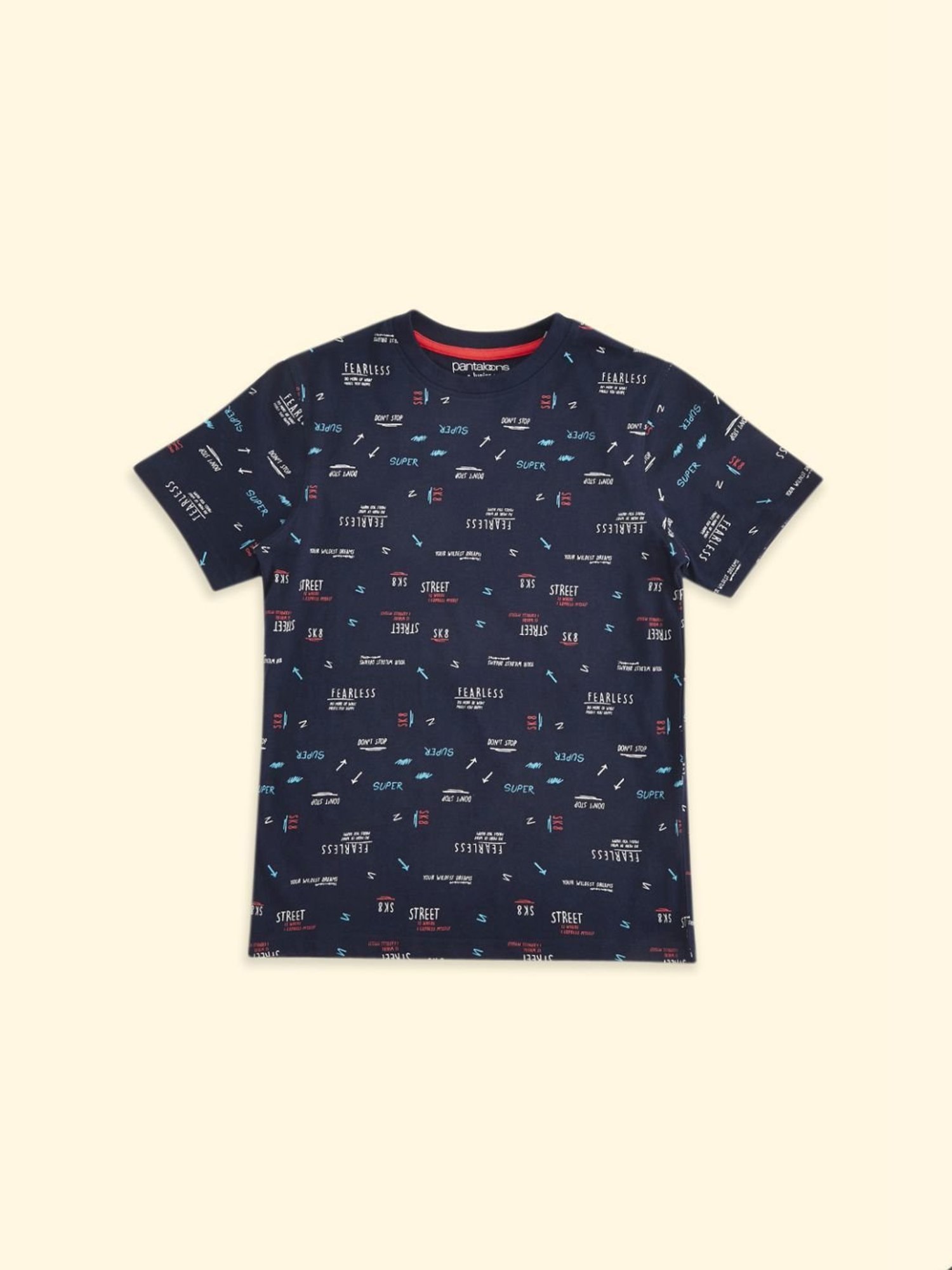 Pantaloons Junior Navy Cotton Printed T-Shirt