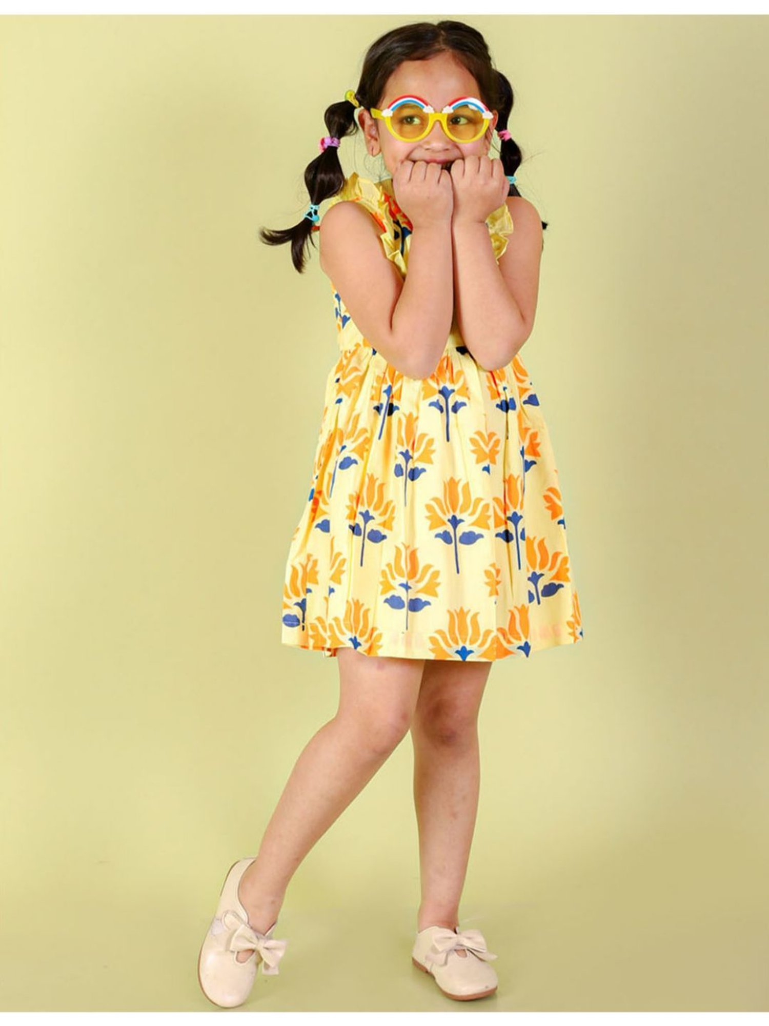 Lil Drama Kids Yellow Floral Print Dress