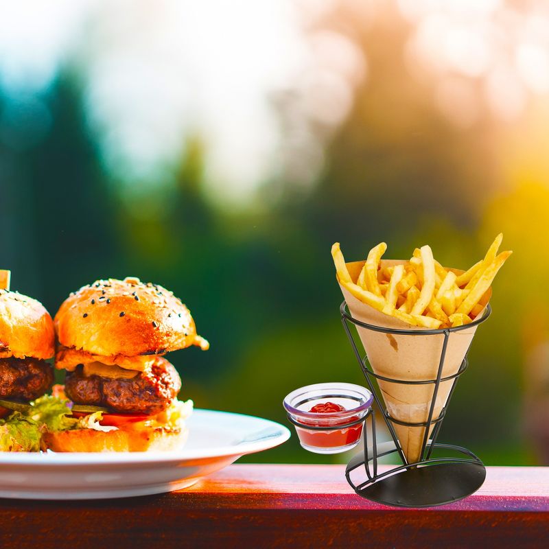 Mind Reader 3-Pack French Fries Stand and Dip Holder, Perfect for Holding French Fries, Ice Cream, Black