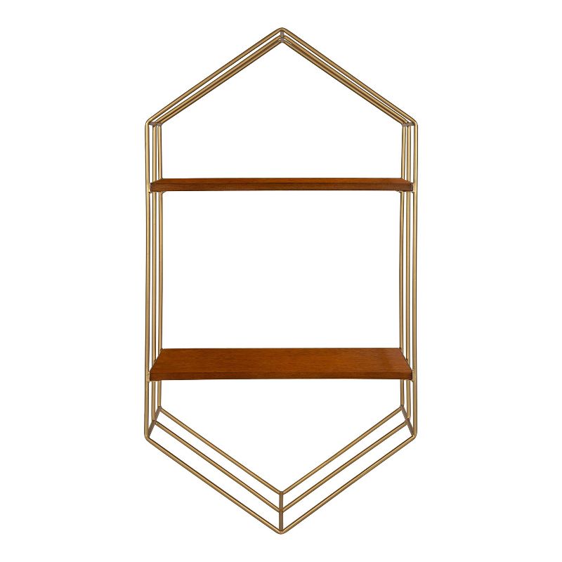 18" x 34" Lora Mid-Century Wall Shelf Walnut Brown - Kate & Laurel All Things Decor