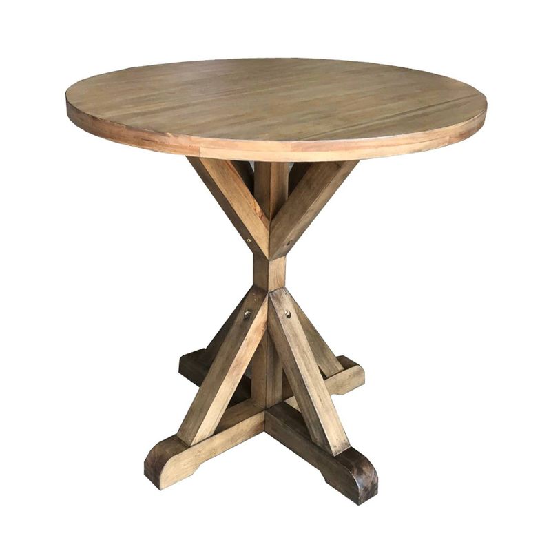 X Base Duke Round Accent Table Pine - Decor Therapy