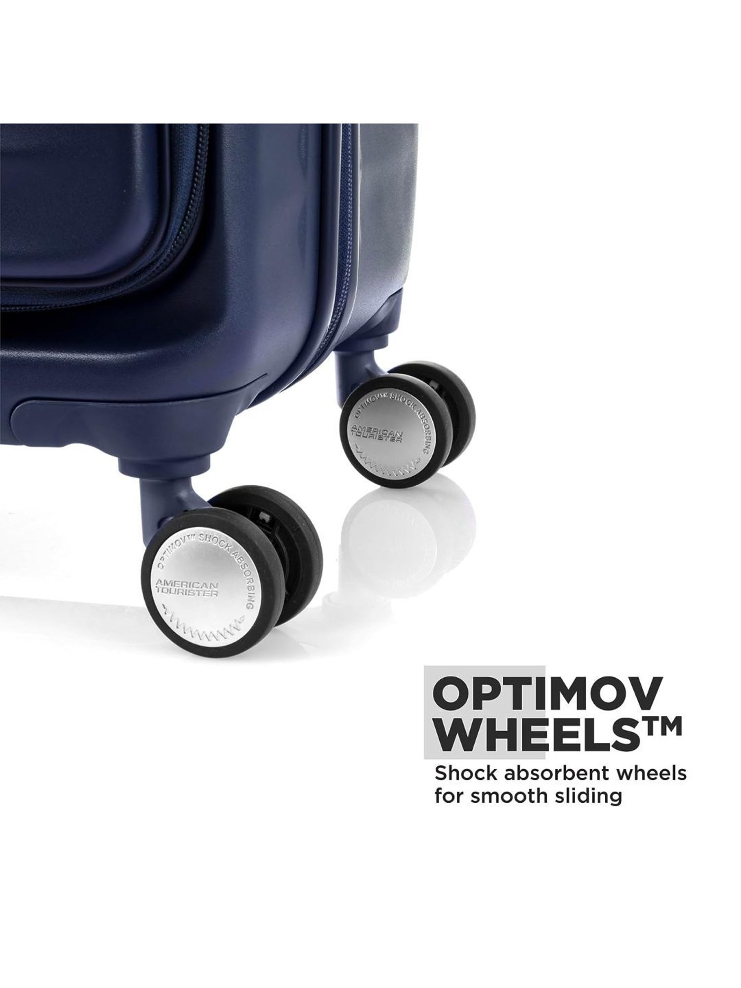 American Tourister Frontec Navy Striped Hard Large Trolley Bag - 79 cm