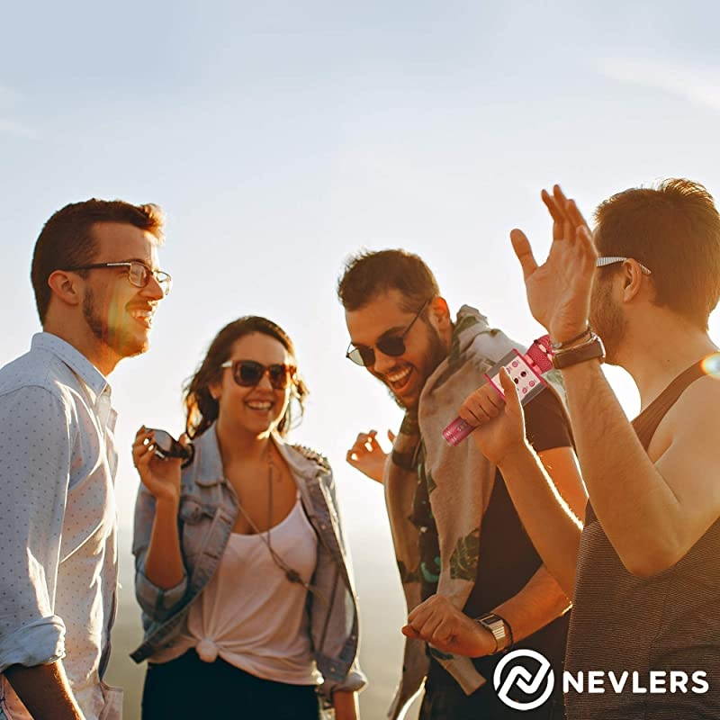 Karaoke Microphone with Wireless Bluetooth Speaker and Recording Options, Easy to Use Portable Handheld Karaoke Machine for Kids and Adults - Pink