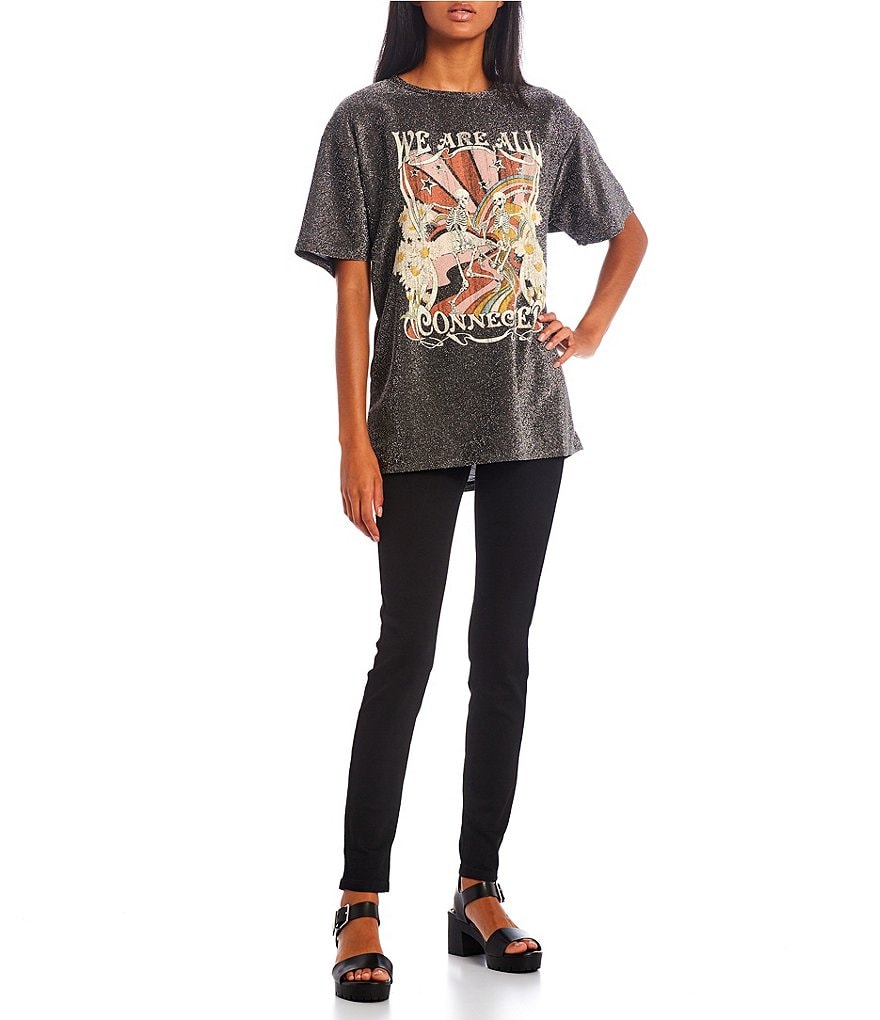 Originality We Are All Connected Skeleton Metallic Graphic Tee