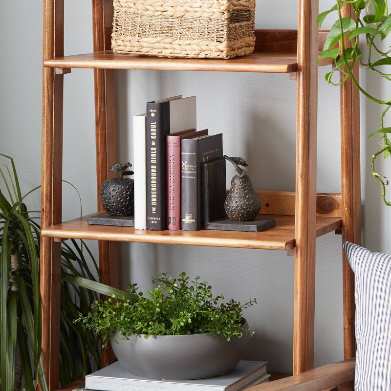 5" x 4.5" Set of 2 Metal Pear and Apple Sculpture Fruit Bookends Gray - Olivia & May
