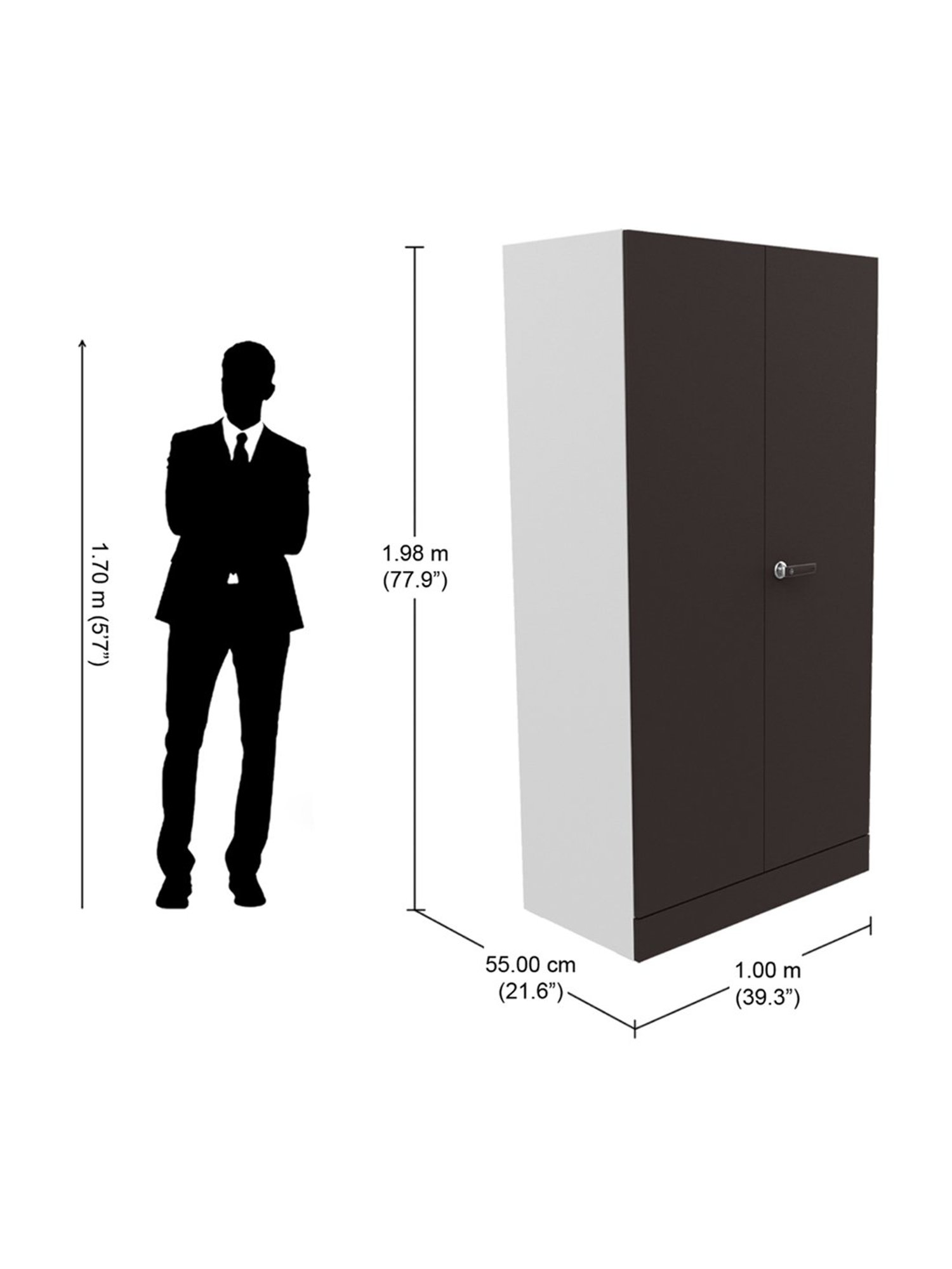 Godrej Interio Auraline Men Premium 2-Door Almirah, Brown (1-Year Warranty, 1 Locker, 2 Drawers)