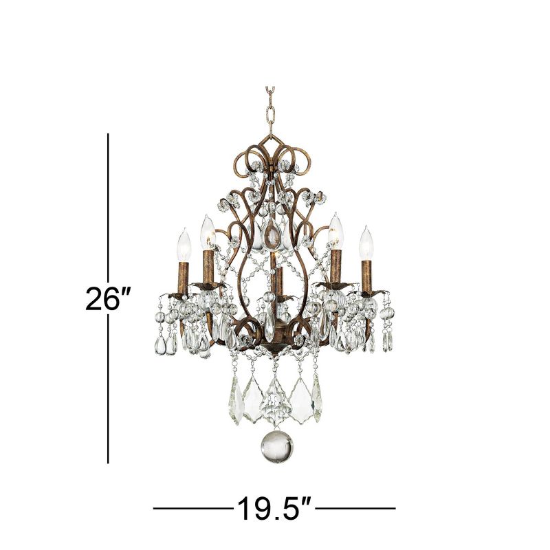 Vienna Full Spectrum Bronze Chandelier 19 1/2" Wide Crystal Beaded 5-Light Fixture for Dining Room House Foyer Kitchen Entryway