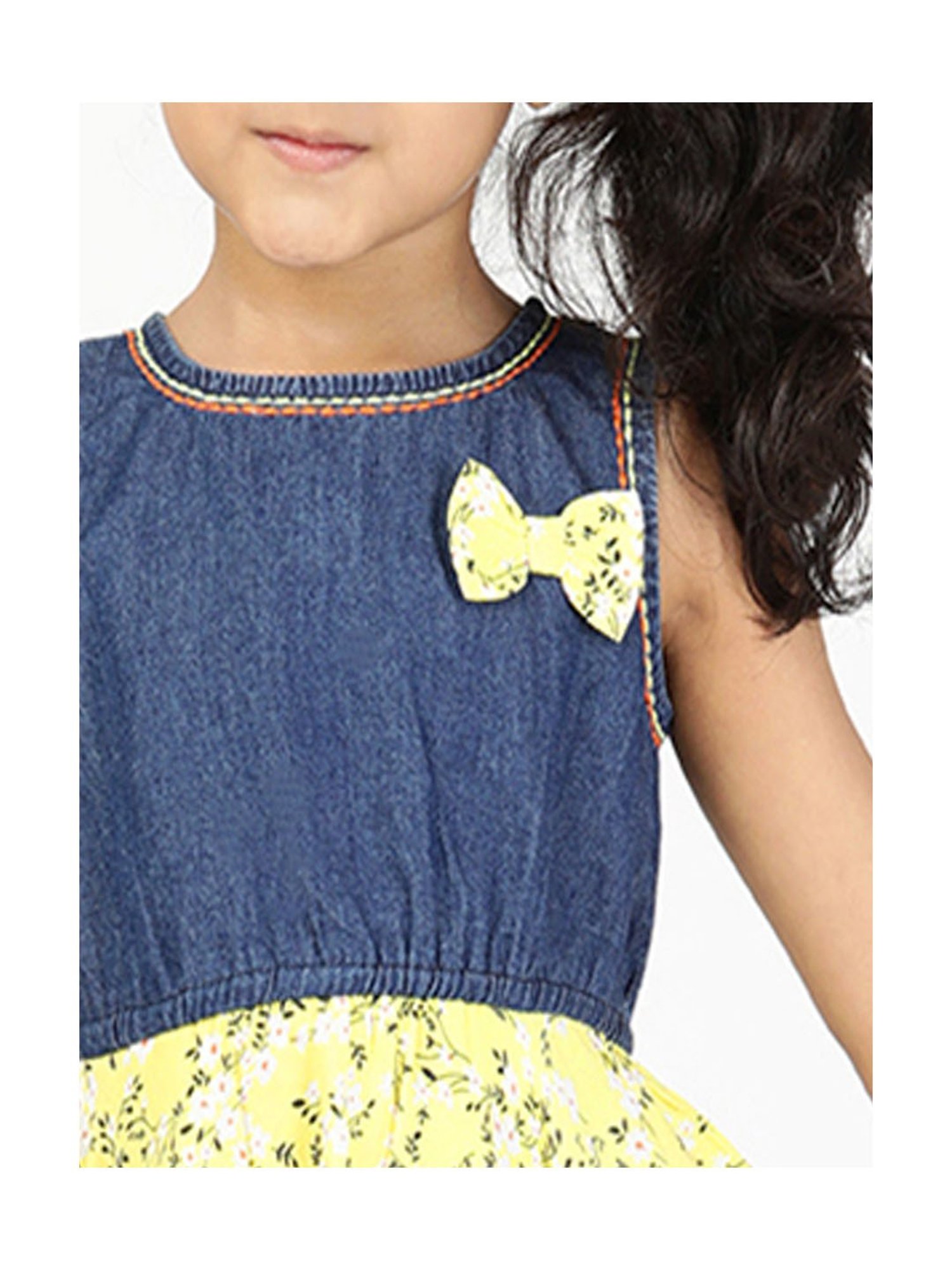 Budding Bees Kids Blue & Yellow Floral Print Dress