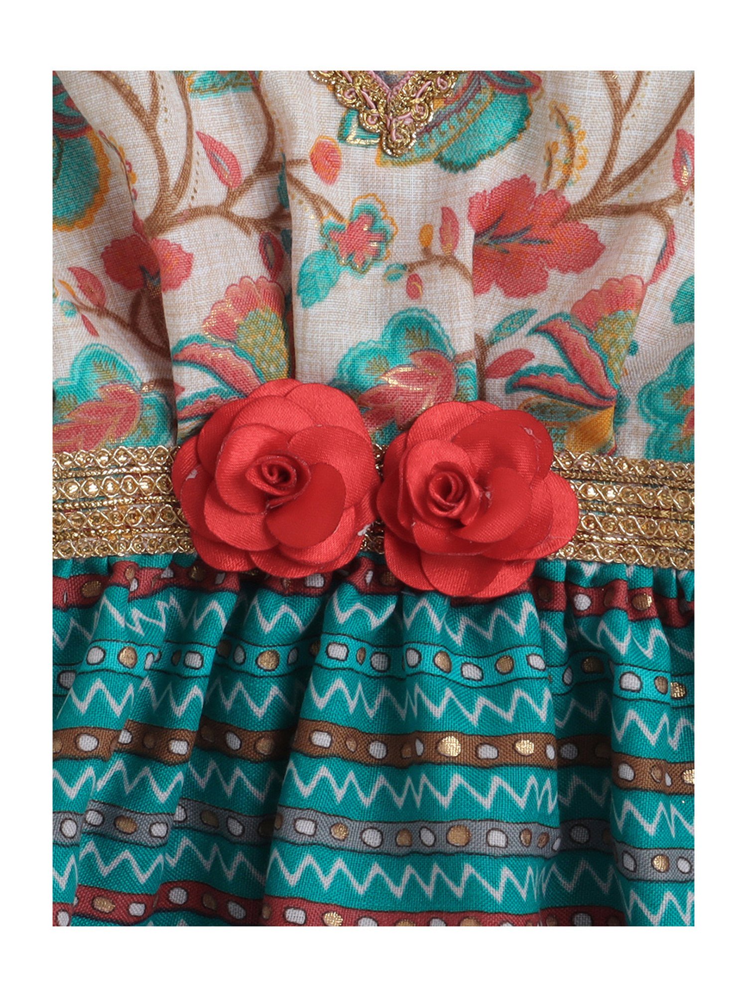 Many Frocks Kids White & Blue Floral Print Top with Plazzos