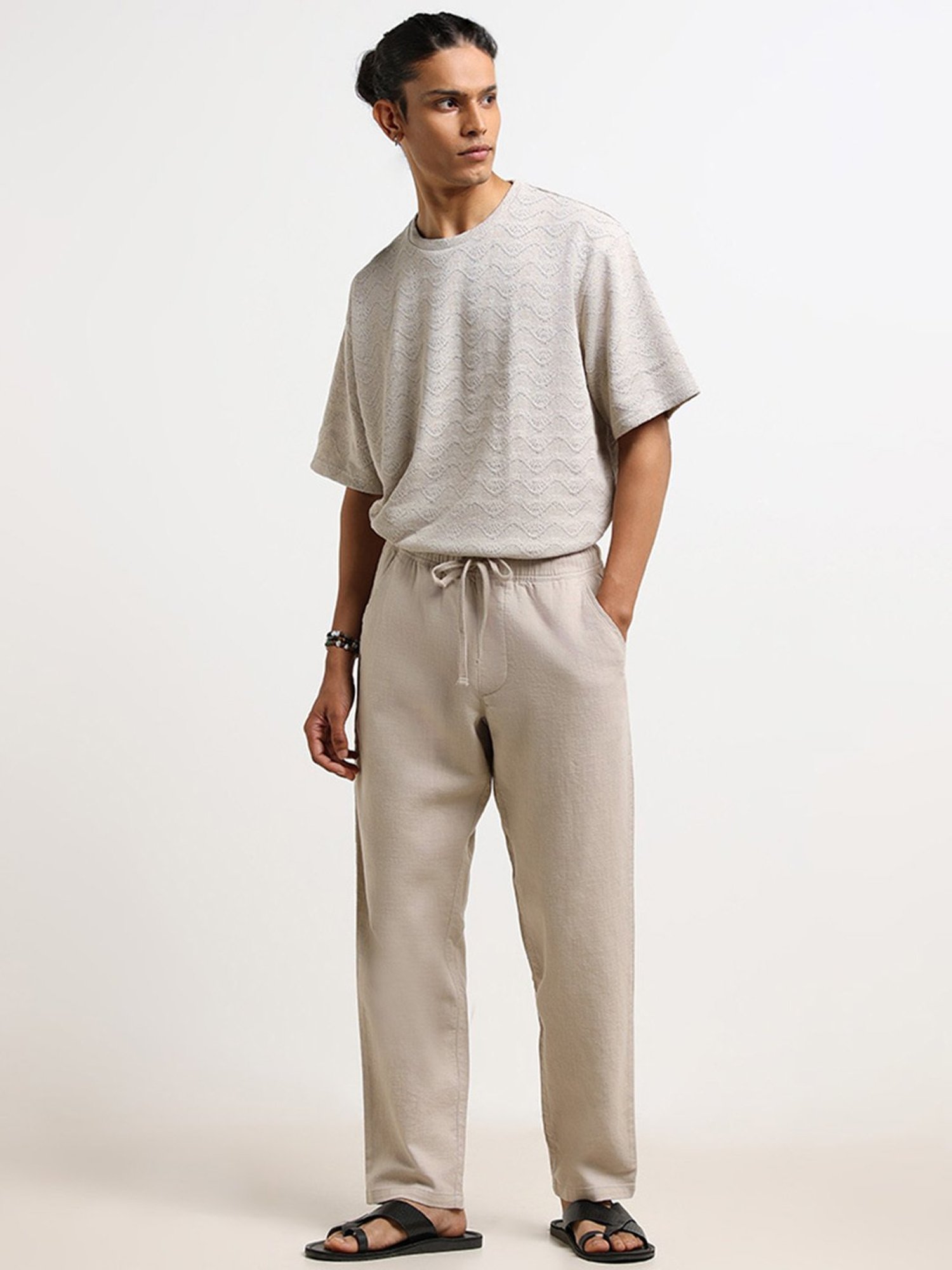 ETA by Westside Beige Mid-Rise Relaxed Fit Chinos