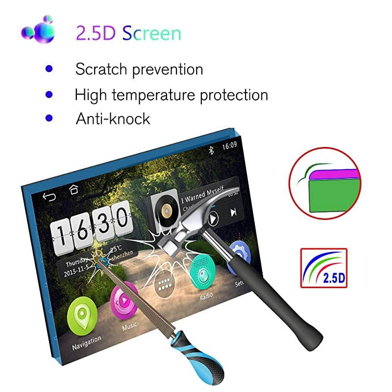 Din Android Car Stereo with GPS 7 Inch Capacitive Touch Screen FM Radio Reciever Supports Mirror Link WiFi Connect Steering Wheel Remote Control + Backup Camera