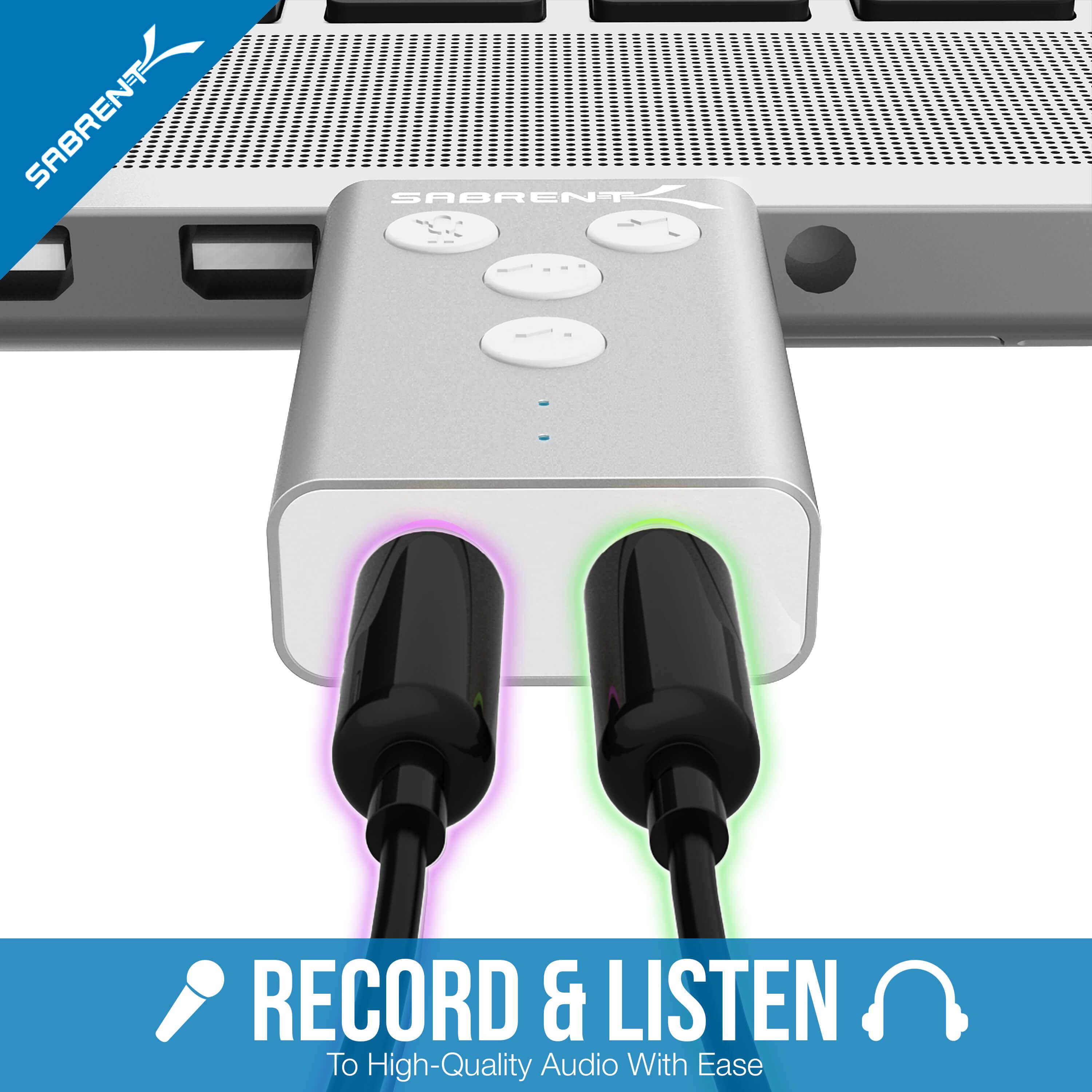 Sabrent Aluminum USB External 3D Stereo Sound Adapter [Black] (AU-DDAB)