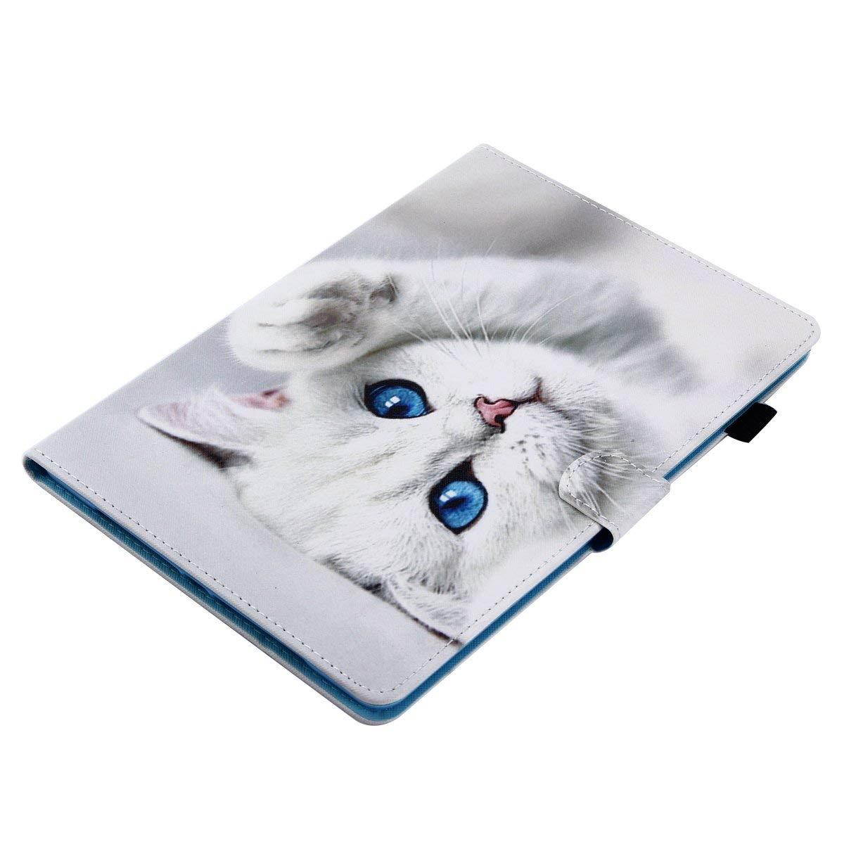 New iPad 2017 9.7, iPad Air, iPad Air 2 Case, Newshine PU Leather [Card Slots] Flip Stand Wallet Case with Auto Sleep/Wake for New Apple iPad 9.7 inch 2017/iPad Air/iPad Air 2 - Blue Eye Cat
