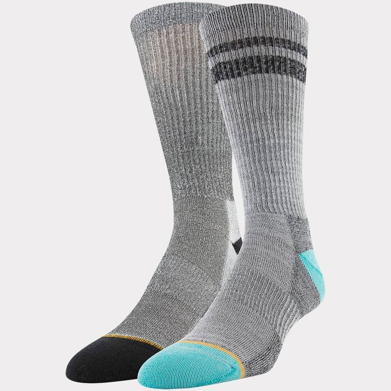 Signature Gold by GOLDTOE Men's Native Nomad Crew Fader Sport Stripe Socks 2pk - Black 6-12.5