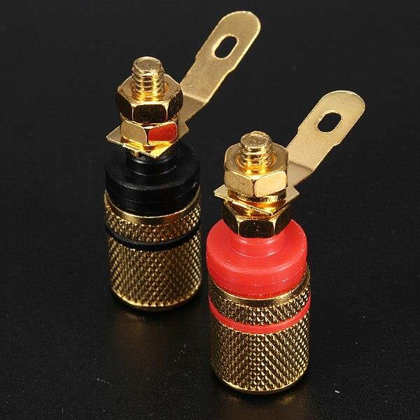Amplifier Speaker Terminal Binding Post Banana Plug Socket Connector 2x Gold Plated Suitable for 4mm banana plugs