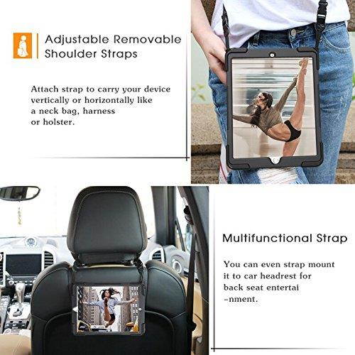 BRAECNstock New iPad 2018/2017 Case(5th Generation), Three Layer Heavy Duty Soft Silicone Hard Bumper Case Built-in Kickstand Shockproof Durable Rugged Case for New iPad 9.7 Inch 2018/2017(Black)