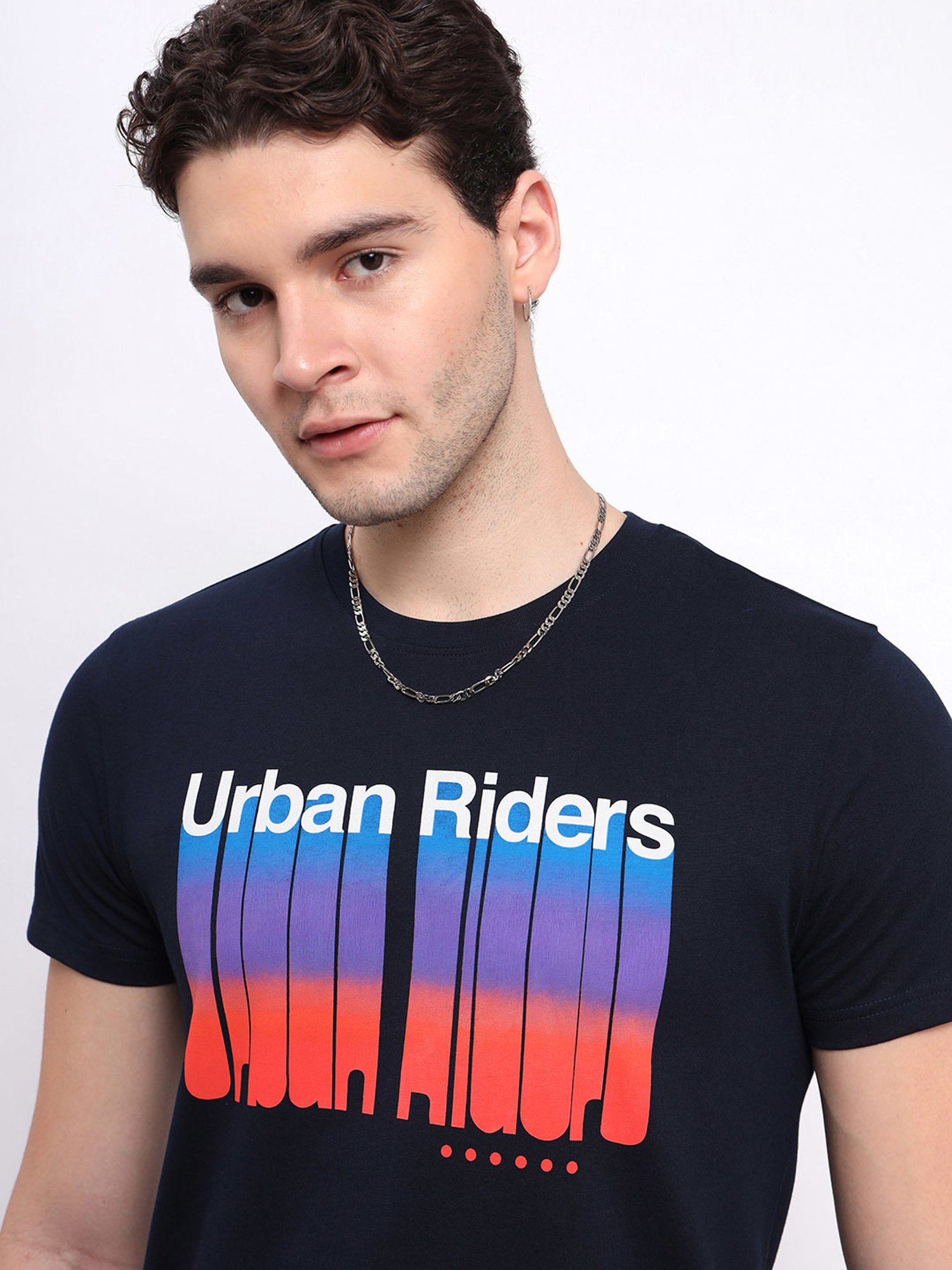 Lee Navy Slim Fit Graphic Print Cotton Crew T-Shirt