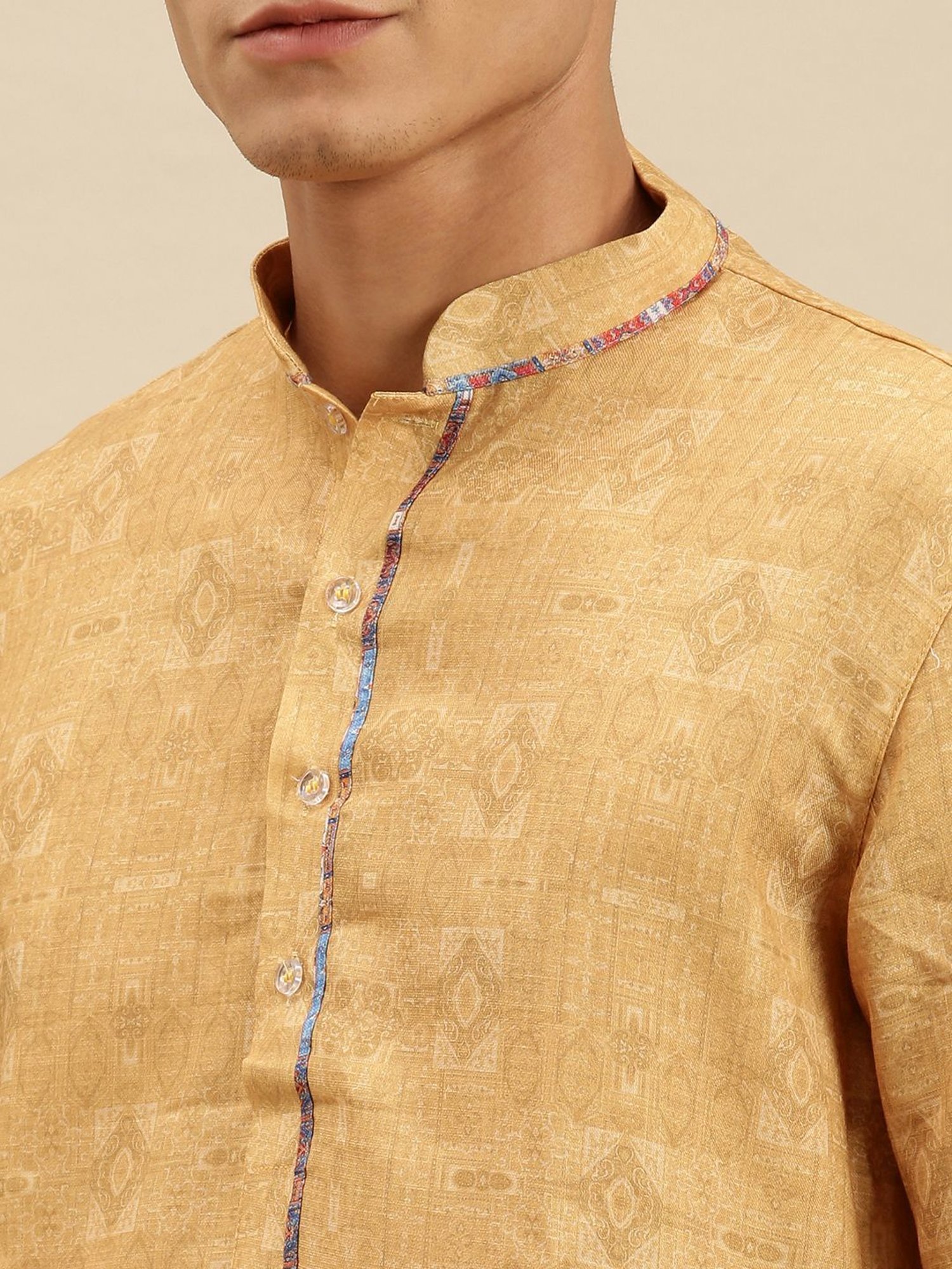 Sanwara Beige Regular Fit Printed Kurta Set With Jacket