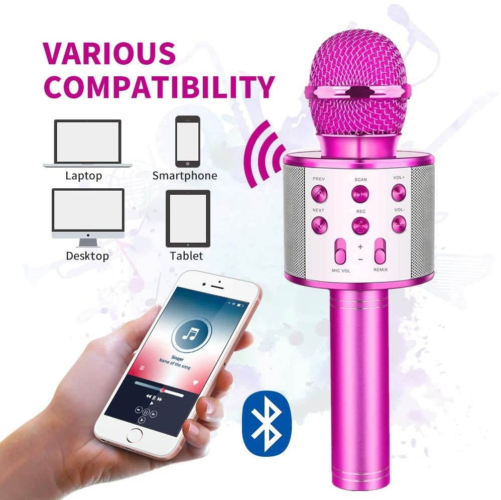 Wireless Bluetooth Karaoke Microphone,Rechargeable Kids Microphone Karaoke Machine,Professional Handheld Karaoke Mic Speaker Home KTV Kids Birthday Party - Best Gifts for Kids Adults (Purple)