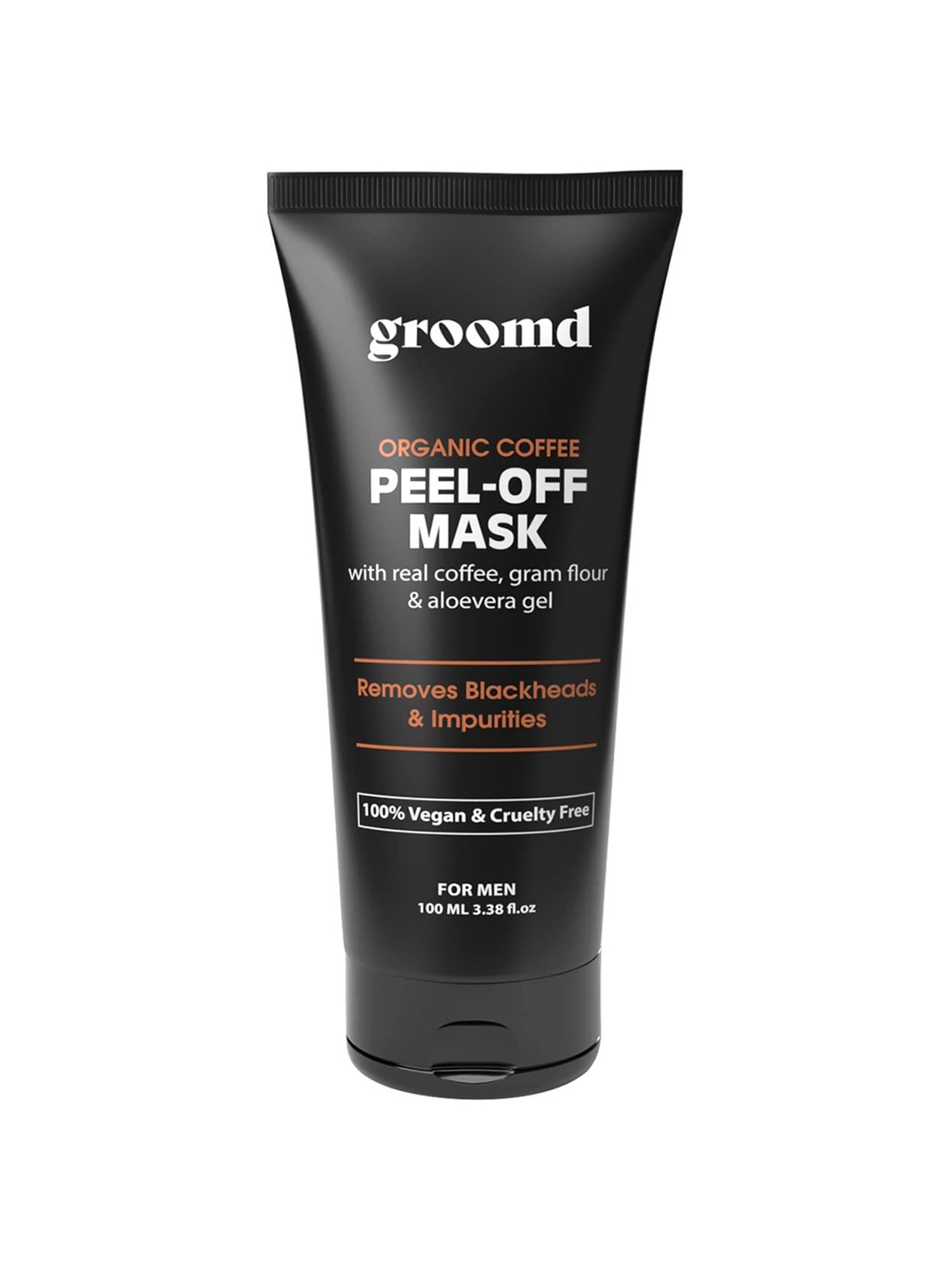 Groomd Coffee Peel-Off Mask with Real Coffee, Gram Flour & Aloe Vera - Removes Blackheads (100 ml)