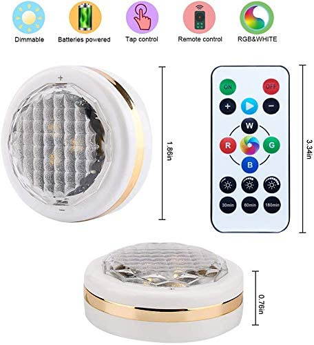 Abelanja Wireless LED Puck Lights with Remote Control 6 Pack, LED Under Cabinet Lighting,Puck Lights Battery Operated, Closet Light, Under Counter Lighting, Stick On Lights