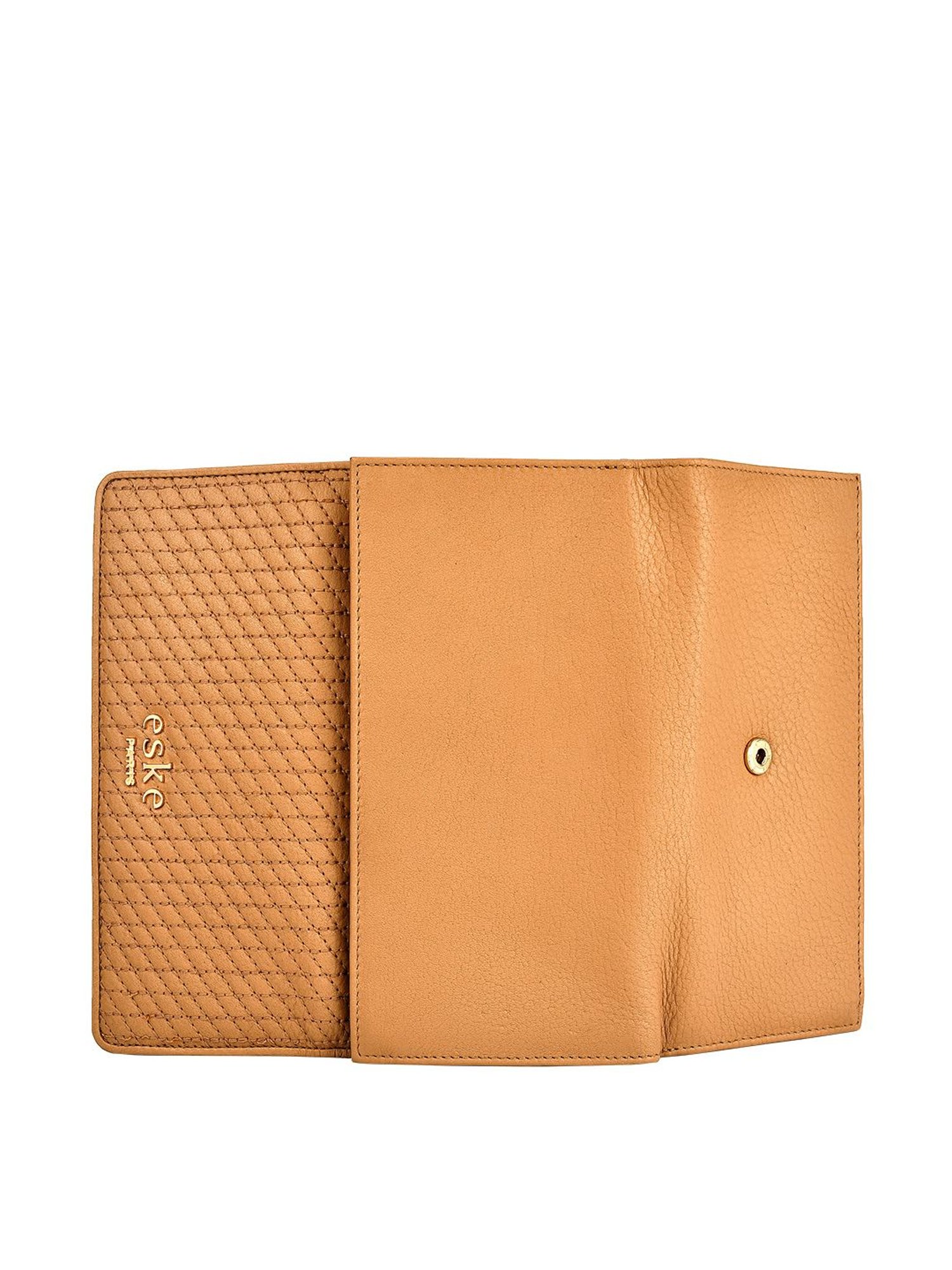 Eske Sophie Brown Textured Tri-Fold Wallet for Women