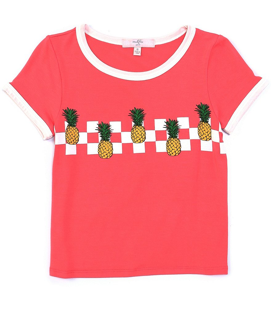 Moa Moa Big Girls 7-16 Short-Sleeve Pineapple Checkerboard Graphic Tee