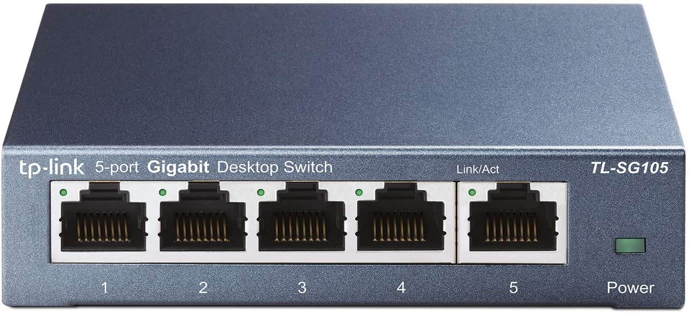 TL-SG105 5 Port Gigabit Ethernet Network Switch - Ethernet Splitter | Plug & Play | Fanless | Sturdy Metal w/ Shielded Ports | Traffic Optimization | Unmanaged | Limited Lifetime Protection(TL-SG105)