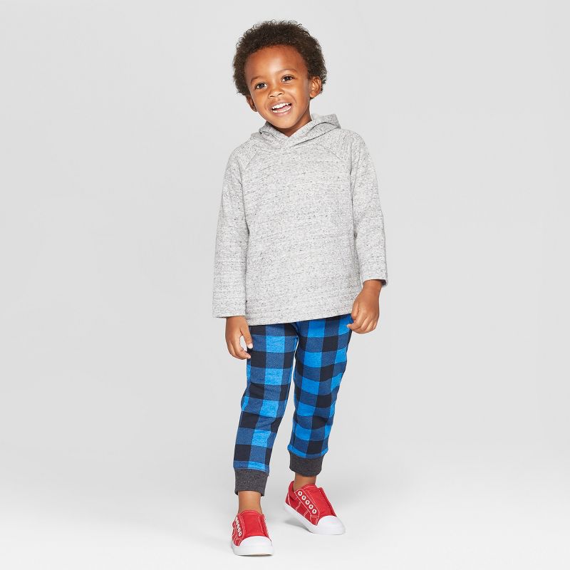 Toddler Boys' Cozy Back Fleece Hoodie - Cat & Jack™ Heather Gray 12M